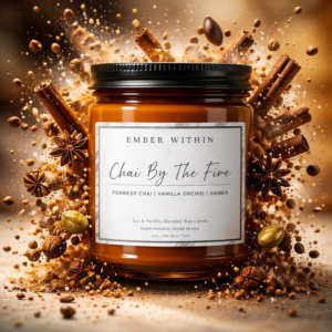 Chai by the Fire Wickless - Spiced Chai, Vanilla & Amber Soy-Paraffin Candle
